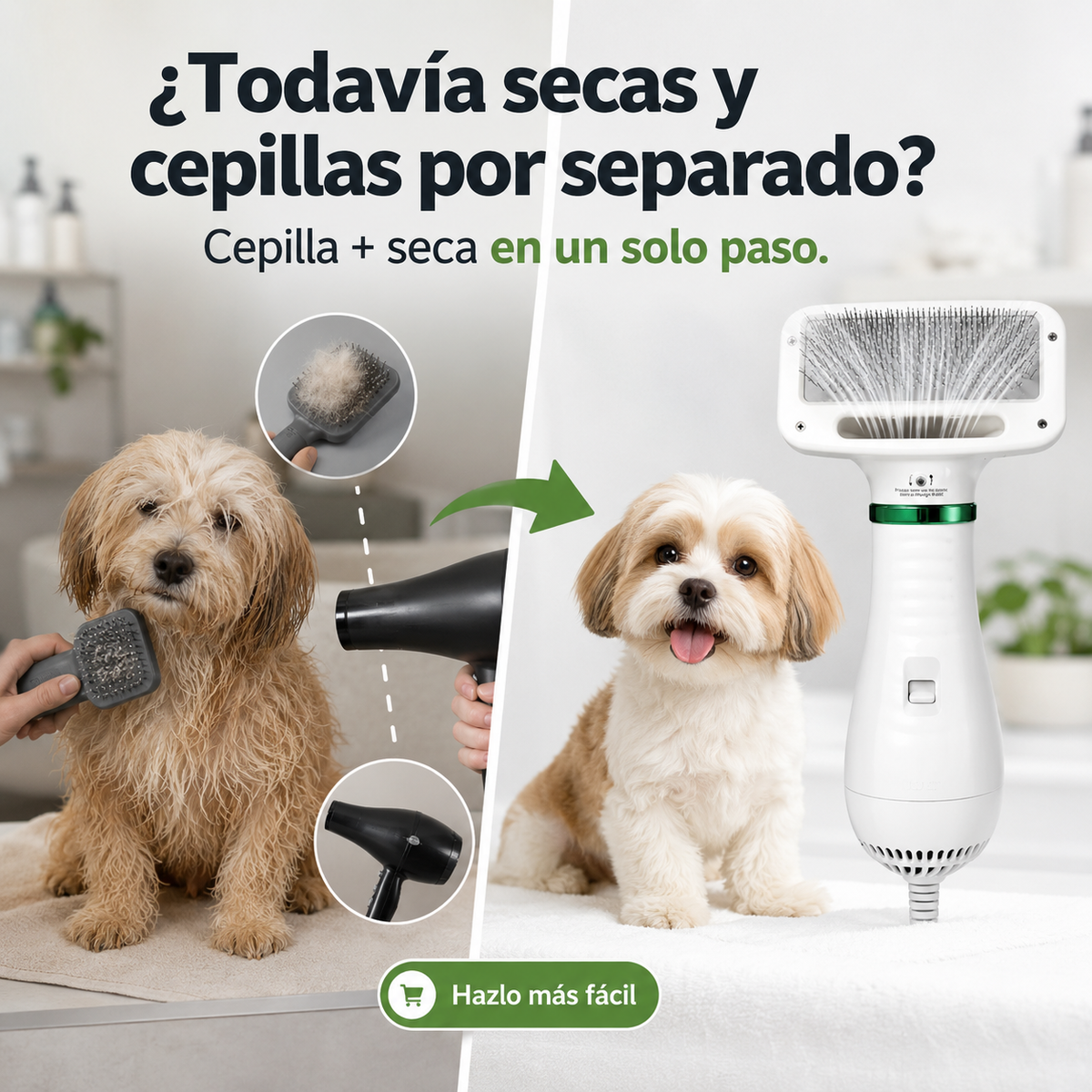 Cepillo Y Secador Para Mascotas 2 En 1