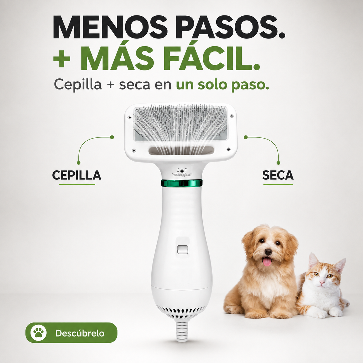 Cepillo Y Secador Para Mascotas 2 En 1